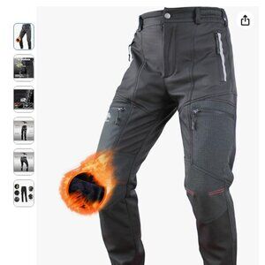 Vikamaka Men's Thermal Fleece Cycling Pants, Reflective Waterproof Bicycle